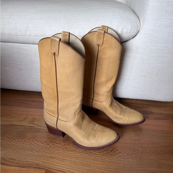 Larry Mahan Men's Butter Yellow Western Cowboy Boots Size 9D - Picture 1 of 12